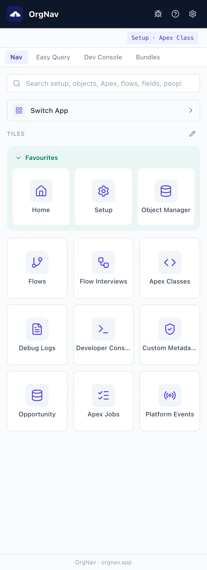 Nav in the OrgNav side panel